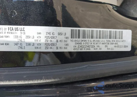 2017 Dodge Grand Caravan Sxt из США, поврежденный, VIN 2C4RDGCG7HR573234